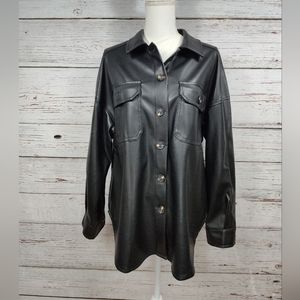 Faux Leather Shacket